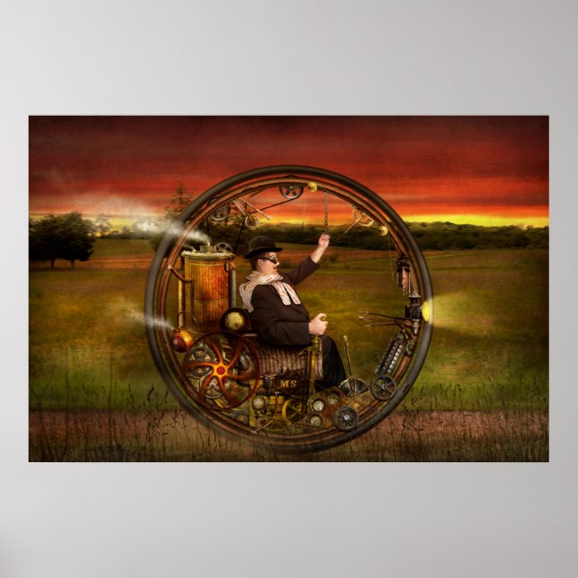 Póster Steampunk - El monovolante del caballero (Frente)