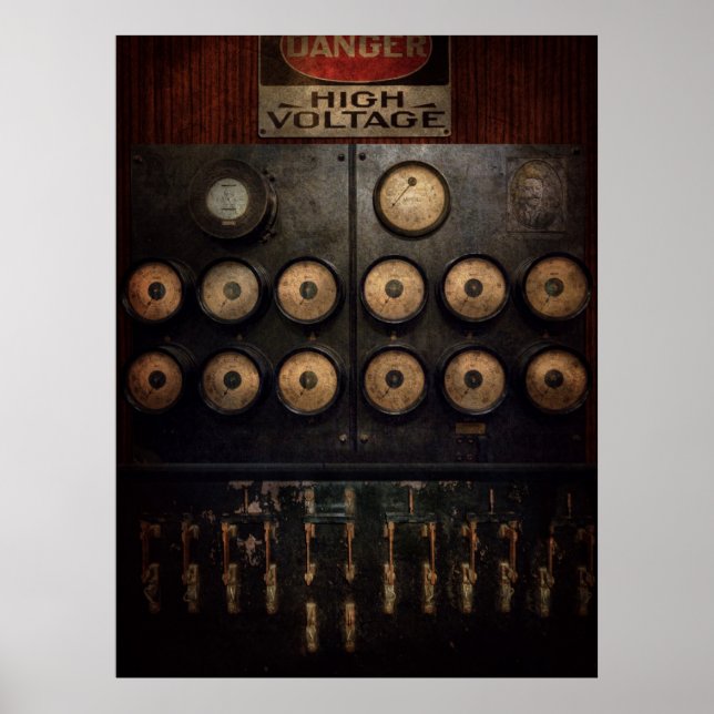 Póster Steampunk - Electricidad - Centro de potencia (Frente)