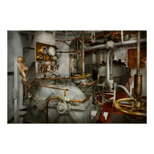 Póster Steampunk - En la sala de máquinas