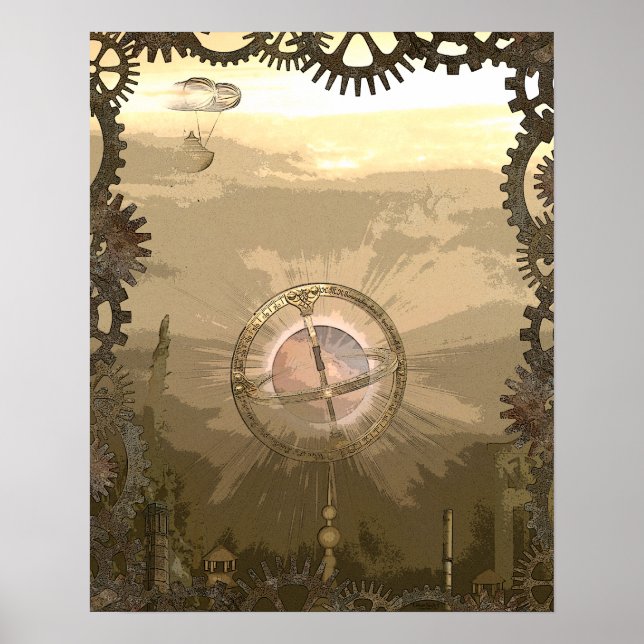 Póster Steampunk Fantasy City (Frente)
