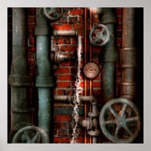 Póster Steampunk - fontanería - tubos y válvulas