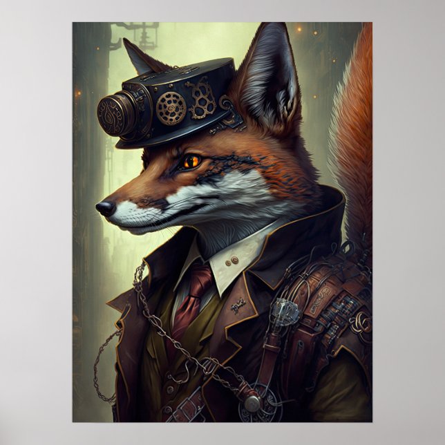 Póster Steampunk Fox Wall Art (Frente)