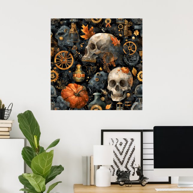 Póster Steampunk Halloween Art Poster (Oficina en casa)