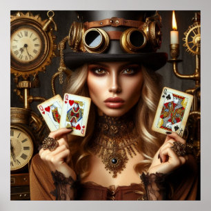 Póster Steampunk Hermosa Reina De Corazones