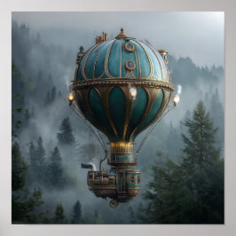Póster Steampunk Hot Air Balloon