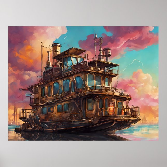 Póster Steampunk Houseboat (Frente)