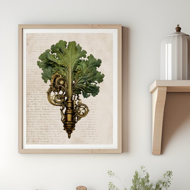 Póster Steampunk kale, cocina (Framed Kale steampunk in the kitchen)