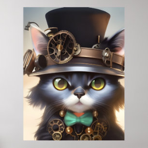 Póster Steampunk Kitten
