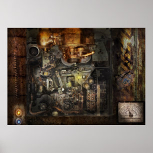 Póster Steampunk - La computadora de la torreta