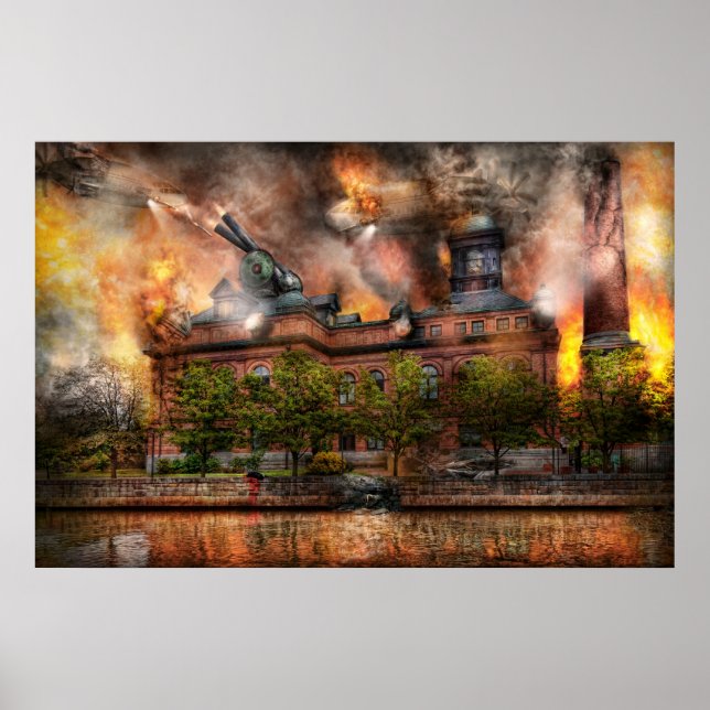 Póster Steampunk - La guerra ha comenzado (Frente)