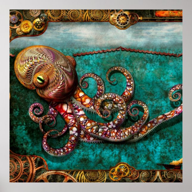 Póster Steampunk - La historia del Kraken (Frente)