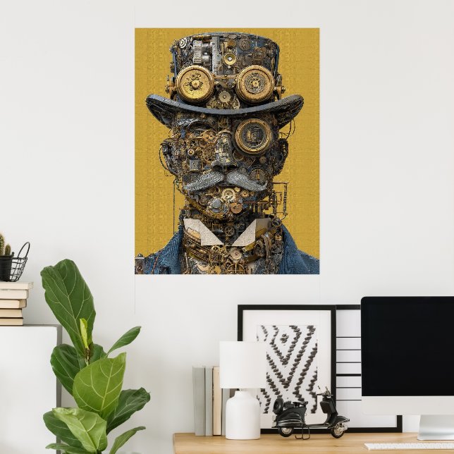 Póster Steampunk Mechanical Gentleman (Oficina en casa)