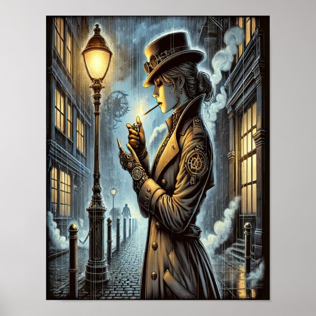 Póster Steampunk Poster 20, el secreto del detective (Frente)