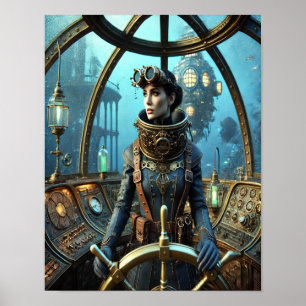 Póster Steampunk Poster 34, El navegador sumergible