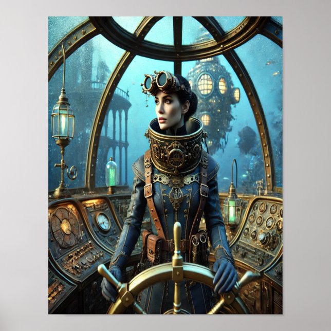 Póster Steampunk Poster 34, El navegador sumergible (Frente)