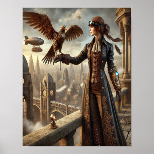 Póster Steampunk Poster 37, El Falconer Mecánico