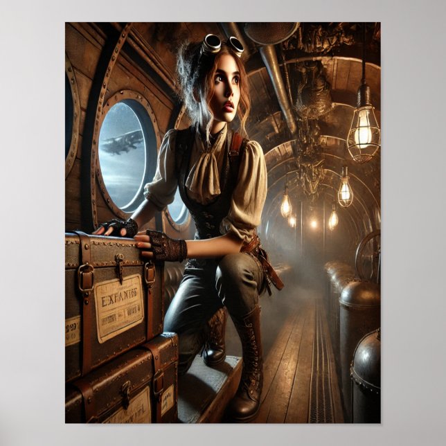 Póster Steampunk Poster 42, el avión se va (Frente)