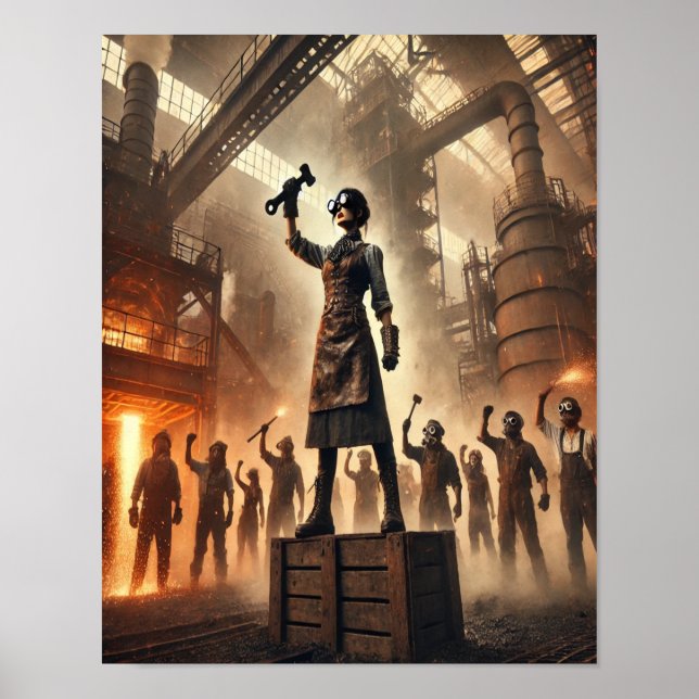Póster Steampunk Poster 57 líder de levantamiento de trab (Frente)