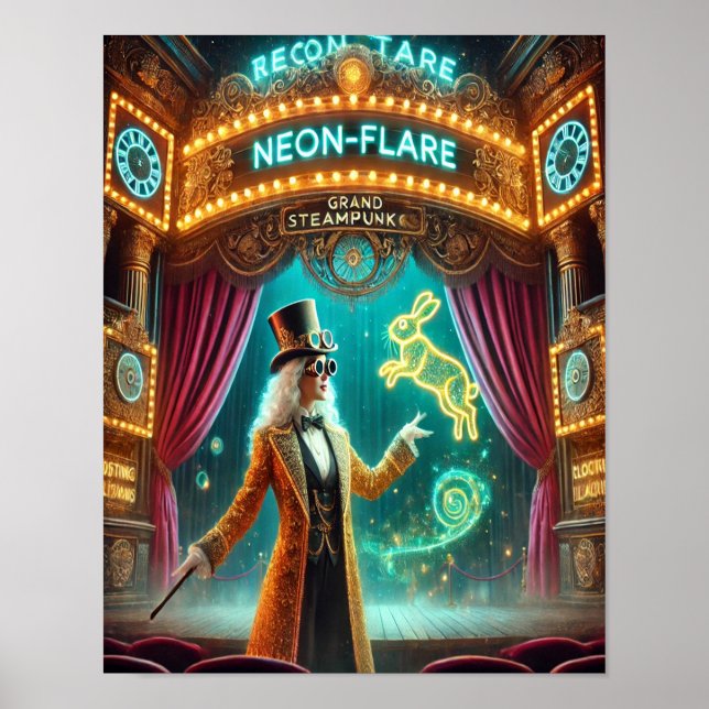 Póster Steampunk Poster 70 El mago neon-flare (Frente)
