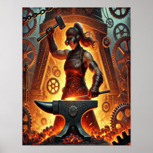 Póster Steampunk Poster 9, The Steam Powered Smithy