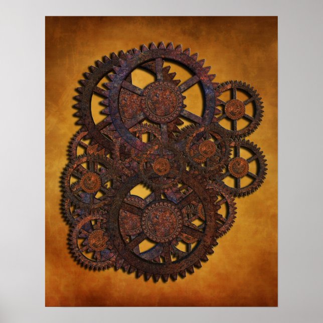 Póster Steampunk Rusty Gears (Frente)