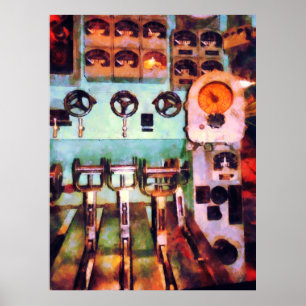 Póster Steampunk - sala de control eléctrica