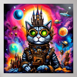 Póster Steampunk Space Cat I