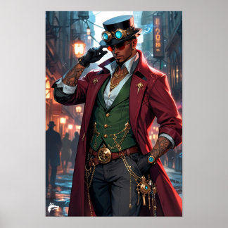 Póster Steampunk Strategist – Confidence and Charm  