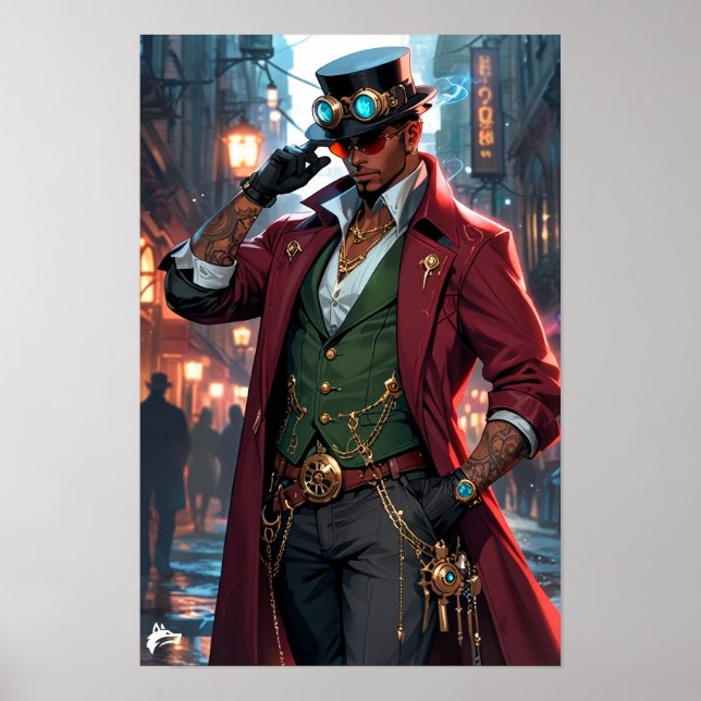 Póster Steampunk Strategist – Confidence and Charm   (Frente)