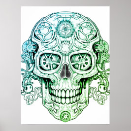 Póster Steampunk Sugar Skull Drawing Art for Adults Wall