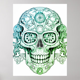 Póster Steampunk Sugar Skull Drawing Art for Adults Wall