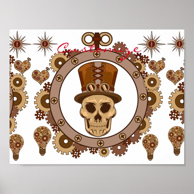 Póster Steampunk Theme Top Hat Skull Thunder_Cove (Frente)