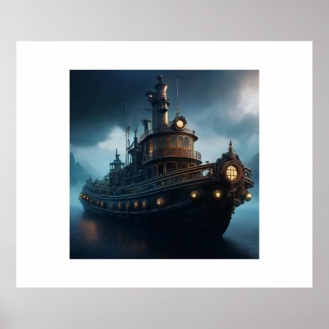 Póster Steampunk Tug Bote (Frente)
