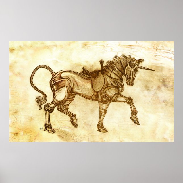 Póster Steampunk Unicorn Sketch Poster (Frente)