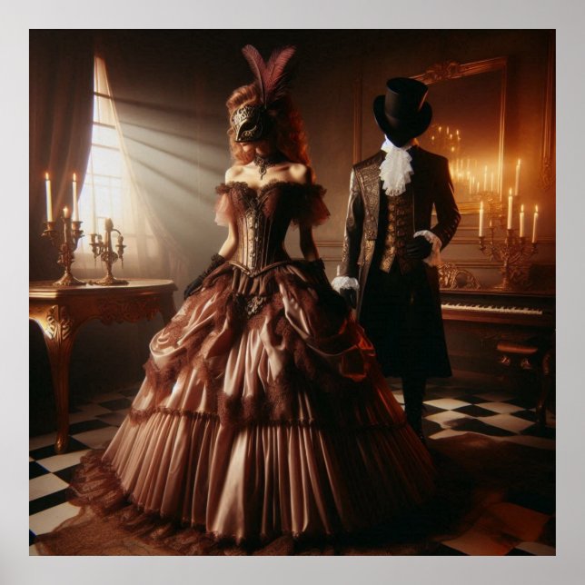 Póster Steampunk Victorian Fantasy Art Masquerade  (Frente)