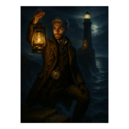 Póster Steampunk Victorian Fantasy Lighthouse Keeper