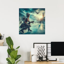 Póster Steampunk Victorian Fantasy Winter Messenger