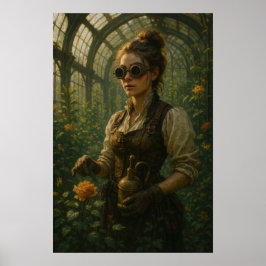 Póster Steampunk Victorian Gardener Art