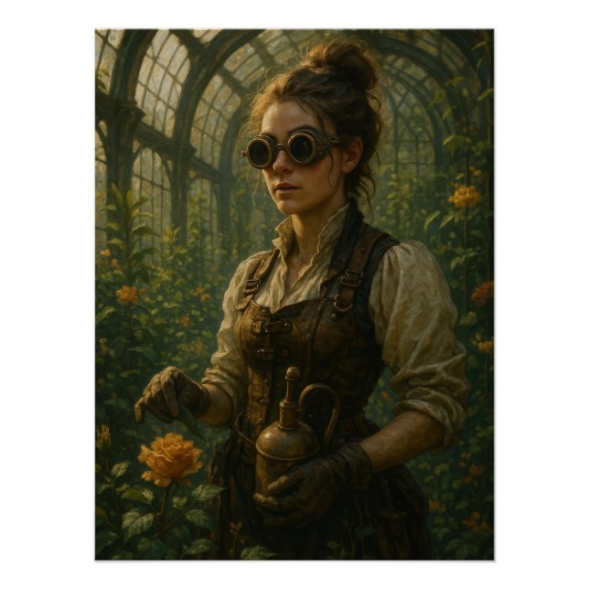 Póster Steampunk Victorian Gardener Art (Anverso)