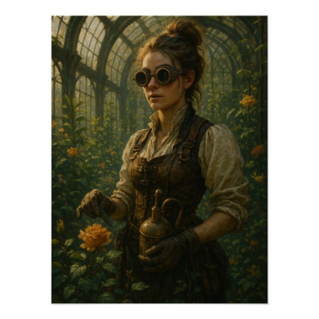 Póster Steampunk Victorian Gardener Art (Anverso)