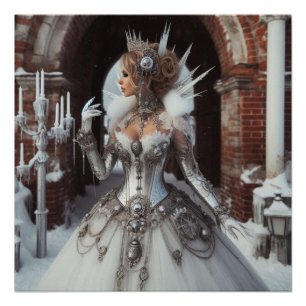 Póster Steampunk Victorian Industrial Winter Queen