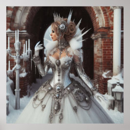 Póster Steampunk Victorian Industrial Winter Queen