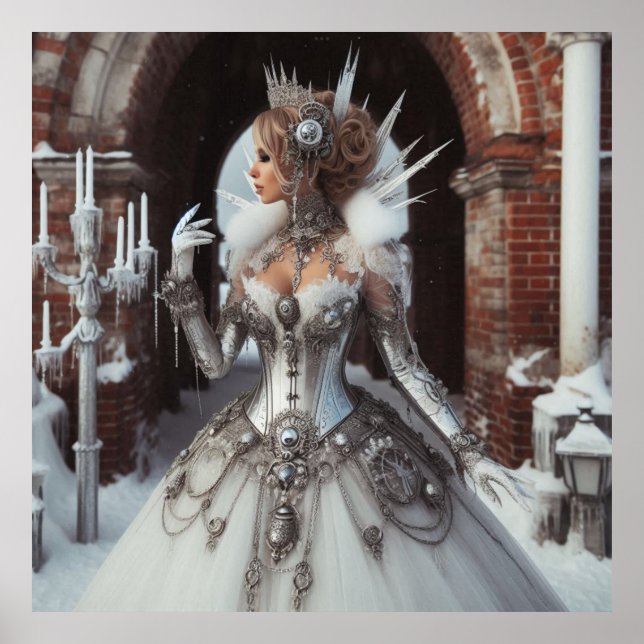 Póster Steampunk Victorian Industrial Winter Queen (Frente)