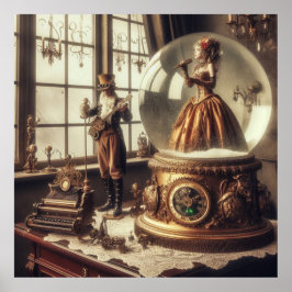 Póster Steampunk Victorian Music Snow Globe