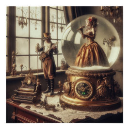 Póster Steampunk Victorian Music Snow Globe