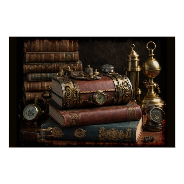 Póster Steampunk Vintage Books (Anverso)