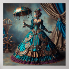 Póster Steampunk Vintage Lady Circus Performer
