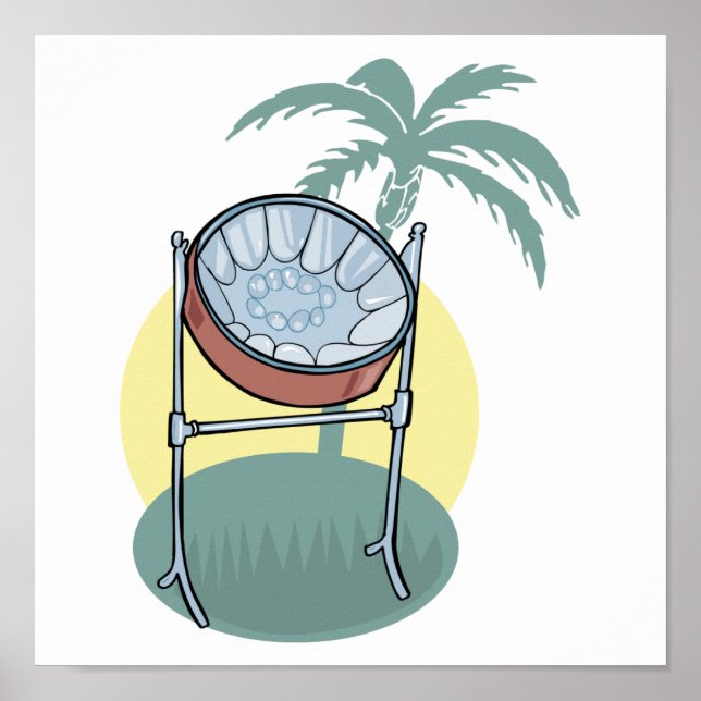 Póster steel drum and palm tree design (Frente)