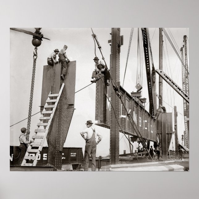 Póster Steelworkers de Nueva York, 1913. Foto de cosecha  (Frente)