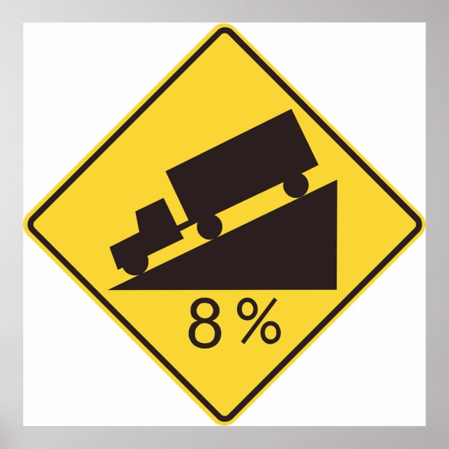 Póster Steep Grade Traffic Sign Trucking Hauling Caution (Frente)